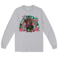 Moon Dust dachshund dog pink  floral rainbow Long Sleeve Tee - BarkalooDesign
