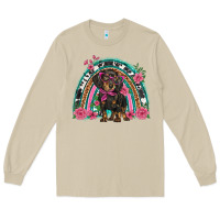 Mushroom dachshund dog pink  floral rainbow Long Sleeve Tee - BarkalooDesign