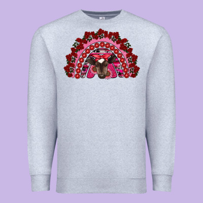 Valentine's Day Baby Cow Rainbow Premium Sweatshirt Designed By Ranaportraitstore