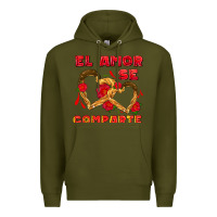 Army Green el amor se comparte with churros Premium Hoodie - AdoDesignShop