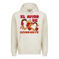 Oatmeal Heather el amor se comparte with churros Premium Hoodie - AdoDesignShop