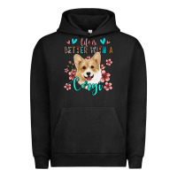 Pigment Black life is better with a corgi Urban Hoodie - Jasminsmagicworld