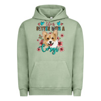 Pigment Oil Green life is better with a corgi Urban Hoodie - Jasminsmagicworld