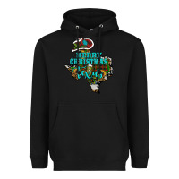 Black Merry Christmas Texas Map Heavyweight Hoodie - RanaPortraitStore