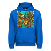 Cobalt western bull skull and cactus seamless pattern Urban Hoodie - BundleAndBundleShop