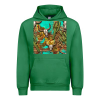 Emerald western bull skull and cactus seamless pattern Urban Hoodie - BundleAndBundleShop
