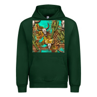 Forest Green western bull skull and cactus seamless pattern Urban Hoodie - BundleAndBundleShop