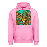 Fuchsia Pink western bull skull and cactus seamless pattern Urban Hoodie - BundleAndBundleShop