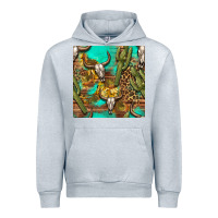 Heather Grey western bull skull and cactus seamless pattern Urban Hoodie - BundleAndBundleShop