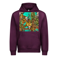 Mauve Wine western bull skull and cactus seamless pattern Urban Hoodie - BundleAndBundleShop