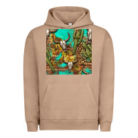 Pigment Burro western bull skull and cactus seamless pattern Urban Hoodie - BundleAndBundleShop