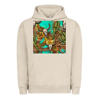 Pigment French Oak western bull skull and cactus seamless pattern Urban Hoodie - BundleAndBundleShop
