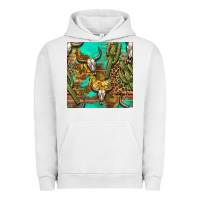Pigment Lunar Rock western bull skull and cactus seamless pattern Urban Hoodie - BundleAndBundleShop