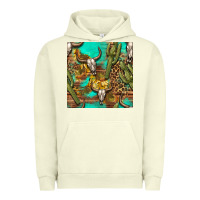 Pigment Pistachio western bull skull and cactus seamless pattern Urban Hoodie - BundleAndBundleShop
