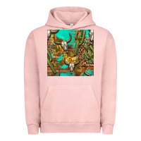 Pigment Salmon western bull skull and cactus seamless pattern Urban Hoodie - BundleAndBundleShop