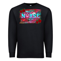 Black valentine's day nurse with leopard and turquoise background Premium Sweatshirt - RanaPortraitStore