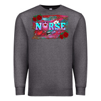 Charcoal Heather valentine's day nurse with leopard and turquoise background Premium Sweatshirt - RanaPortraitStore