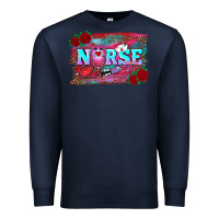 Navy valentine's day nurse with leopard and turquoise background Premium Sweatshirt - RanaPortraitStore