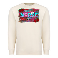 Sandshell valentine's day nurse with leopard and turquoise background Premium Sweatshirt - RanaPortraitStore