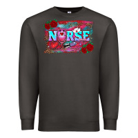 Smoke valentine's day nurse with leopard and turquoise background Premium Sweatshirt - RanaPortraitStore