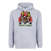 Heather Grey Merry Christmas Farm Truck With Baby Cow Heavyweight Hoodie - RanaPortraitStore