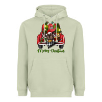 Matcha Merry Christmas Farm Truck With Baby Cow Heavyweight Hoodie - RanaPortraitStore