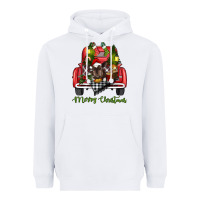 White Merry Christmas Farm Truck With Baby Cow Heavyweight Hoodie - RanaPortraitStore
