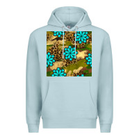 Blue Mist camouflage leopard gemstone seamless pattern Premium Hoodie - BundleAndBundleShop