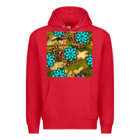 Red camouflage leopard gemstone seamless pattern Premium Hoodie - BundleAndBundleShop
