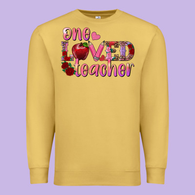 One Loved Teacher Premium Sweatshirt Designed By Ranaportraitstore