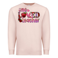 Pale Pink one loved teacher Premium Sweatshirt - RanaPortraitStore