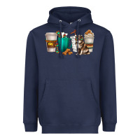 Navy australian shepherd dog coffee cups Heavyweight Hoodie - texasbilliewilder