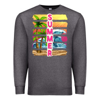 Charcoal Heather summer with background tbw Premium Sweatshirt - texasbilliewilder