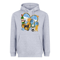 Heather Grey argentina  hearts Heavyweight Hoodie - texasbilliewilder