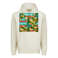Oatmeal Heather camouflage serape gemstone seamless pattern Premium Hoodie - BundleAndBundleShop