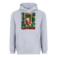 Heather Grey Western Merry Christmas Longhorn Cow Heavyweight Hoodie - RanaPortraitStore