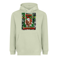 Matcha Western Merry Christmas Longhorn Cow Heavyweight Hoodie - RanaPortraitStore
