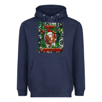 Navy Western Merry Christmas Longhorn Cow Heavyweight Hoodie - RanaPortraitStore