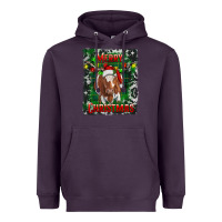 Plum Western Merry Christmas Longhorn Cow Heavyweight Hoodie - RanaPortraitStore