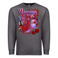 Charcoal Heather nursing is a work of heart Premium Sweatshirt - RanaPortraitStore