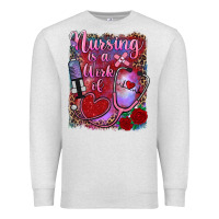 Oatmeal Heather nursing is a work of heart Premium Sweatshirt - RanaPortraitStore