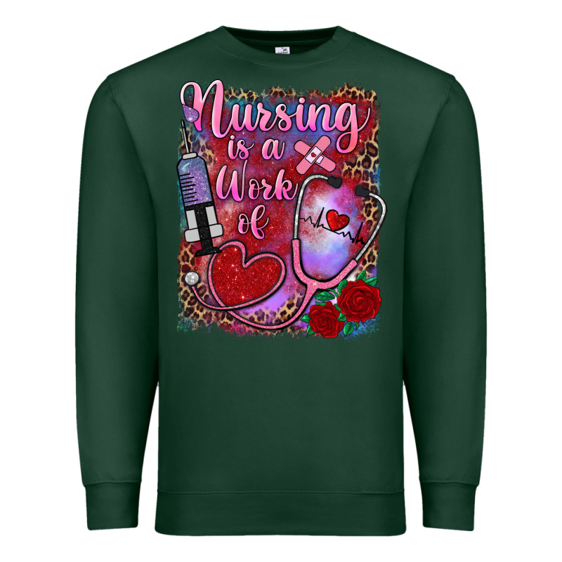 Nursing Is A Work Of Heart Premium Sweatshirt by RanaPortraitStore | Teevron