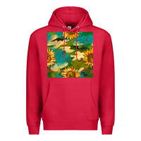 Cardinal camouflage turquoise glitter sunflowers seamless pattern Premium Hoodie - BundleAndBundleShop