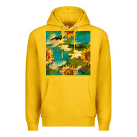 Lemon camouflage turquoise glitter sunflowers seamless pattern Premium Hoodie - BundleAndBundleShop