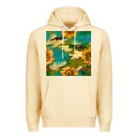 Pina Colada camouflage turquoise glitter sunflowers seamless pattern Premium Hoodie - BundleAndBundleShop