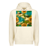 Camouflage Turquoise Glitter Sunflowers Seamless Pattern Premium Hoodie | Teevron
