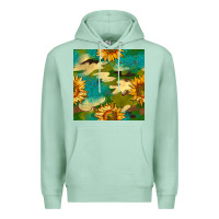 Seafoam camouflage turquoise glitter sunflowers seamless pattern Premium Hoodie - BundleAndBundleShop