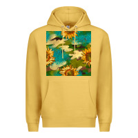 Antique Gold camouflage turquoise glitter sunflowers seamless pattern Premium Hoodie - BundleAndBundleShop