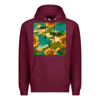 Burgundy camouflage turquoise glitter sunflowers seamless pattern Premium Hoodie - BundleAndBundleShop