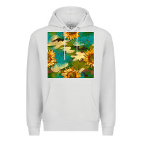 Dove Grey camouflage turquoise glitter sunflowers seamless pattern Premium Hoodie - BundleAndBundleShop